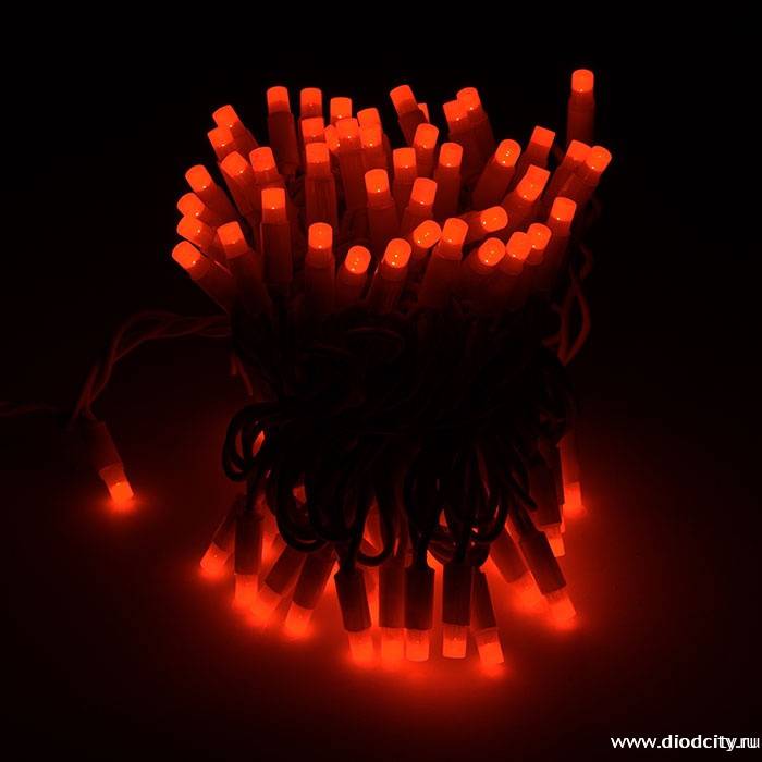 Гирлянда нить Стринг Лайт мерцающая 24V, длина 10м, каучук, красная