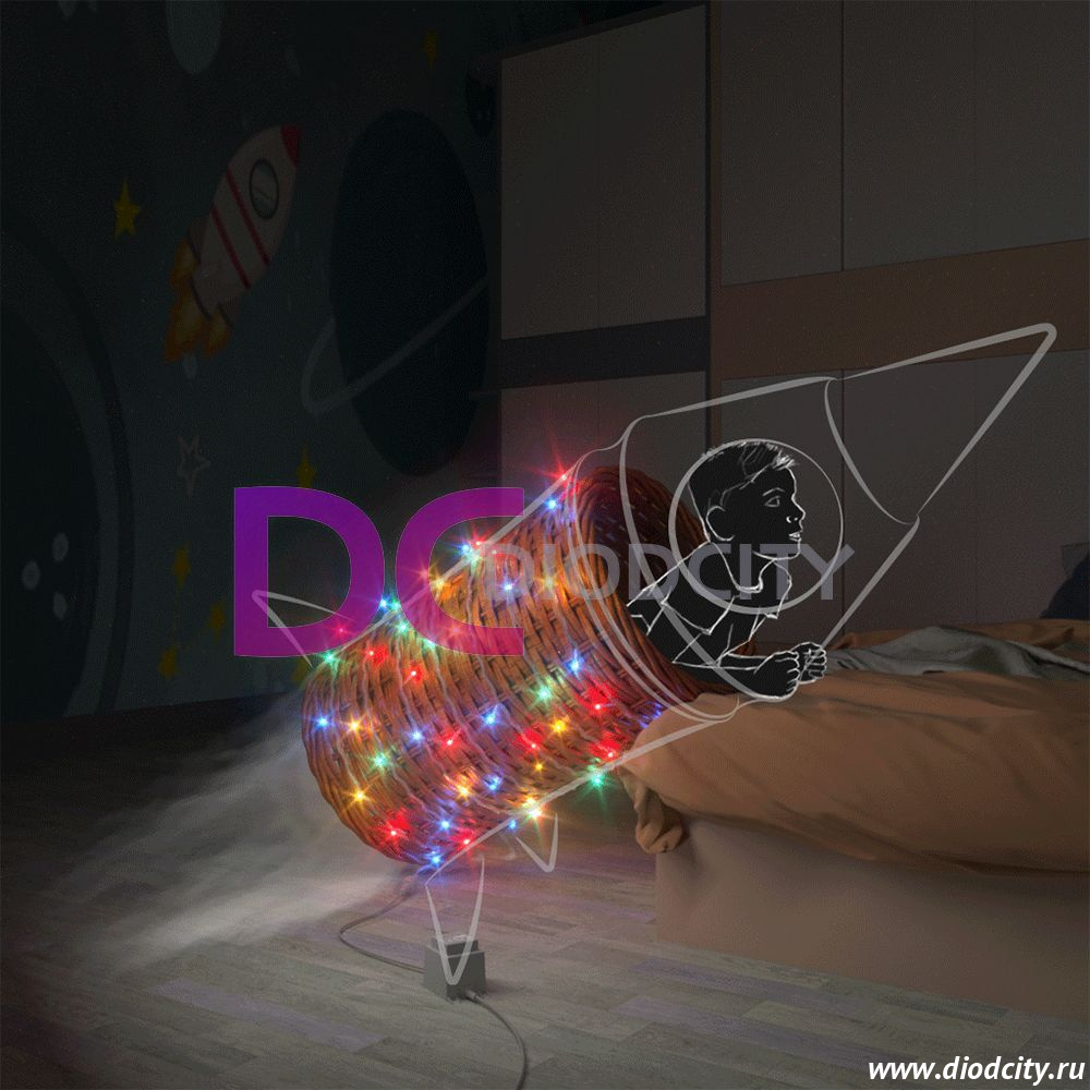 Гирлянда нить Rich LED 10 м, 100 LED, 220 В, прозрачный, цвет мульти
