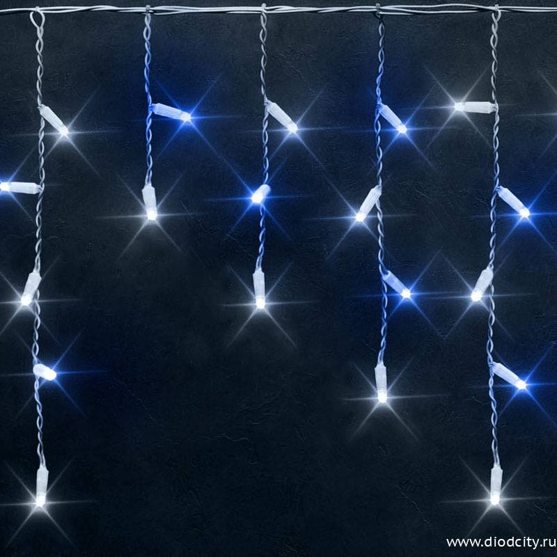 Светодиодная бахрома 3*0.5 м, герметичный колпачок, мерцающая, сине-белая