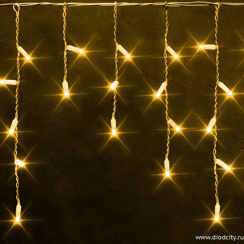 Светодиодная бахрома 3*0.5 м, мерцающая, влагозащищенная, желтая