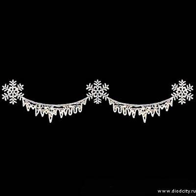 Светодиодное панно "Снежинки с сосульками" 120 * 525 см