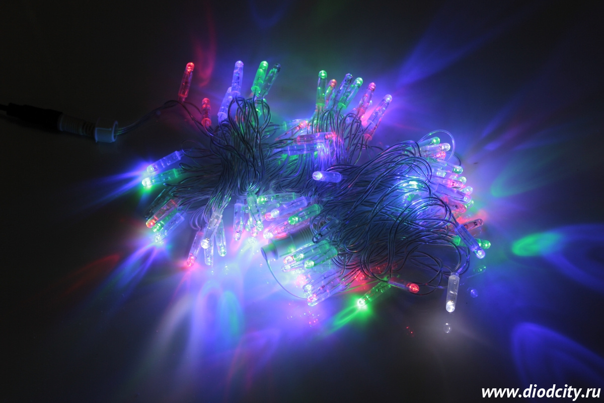 Гирлянда-нить Стринг Лайт, мерцающая, 10м, провод прозрачный, цвет мульти