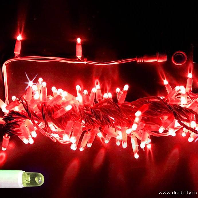 Гирлянда-нить, герметичный колпачок, с мерцанием, 10м, цвет красный, 24В