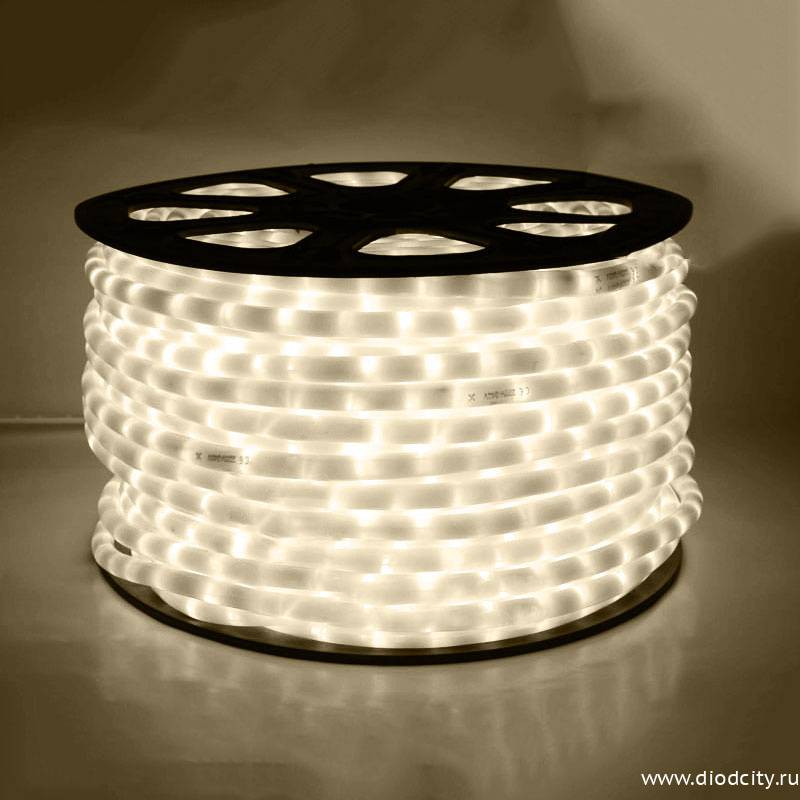 Светодиодный дюралайт-фиксинг, 13мм, 360°, теплый белый