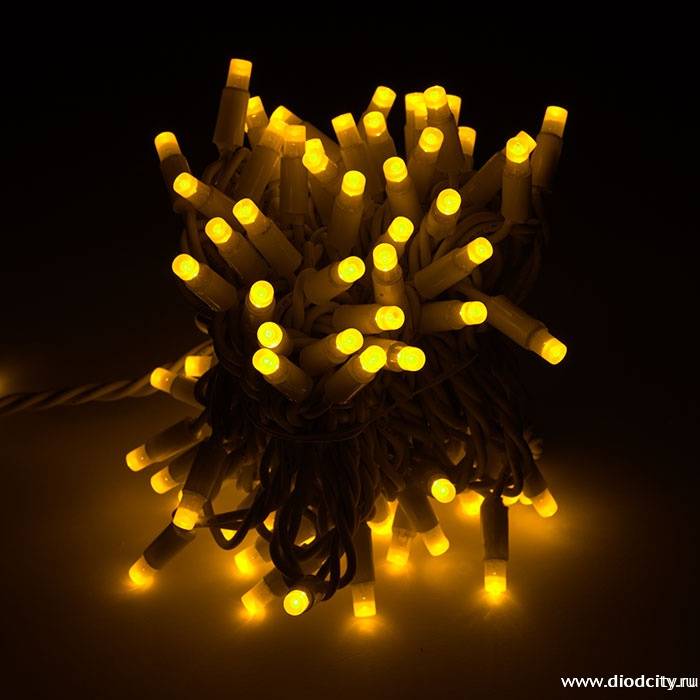 Гирлянда нить Стринг Лайт  24V, длина 10м, каучук, желтая