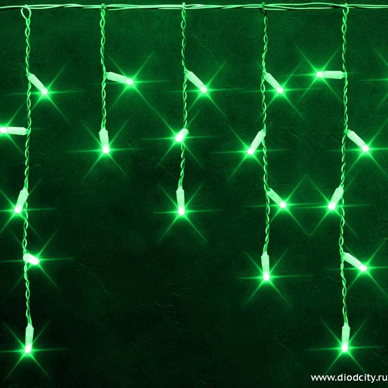 Светодиодная бахрома 3*0.5 м, мерцающая, влагозащищенная, зеленая