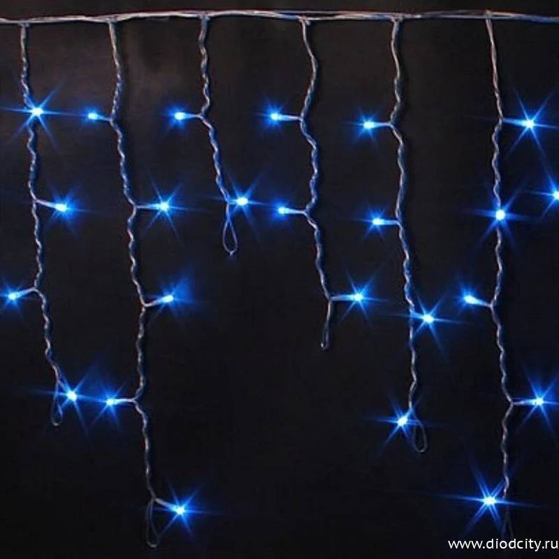 Светодиодная бахрома Rich LED 3х0.5 м, IP65, прозрачный провод, синяя