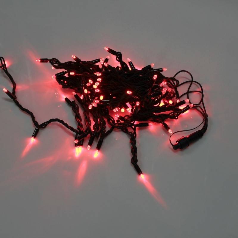 Гирлянда нить Стринг Лайт, 20м, черный провод, красный