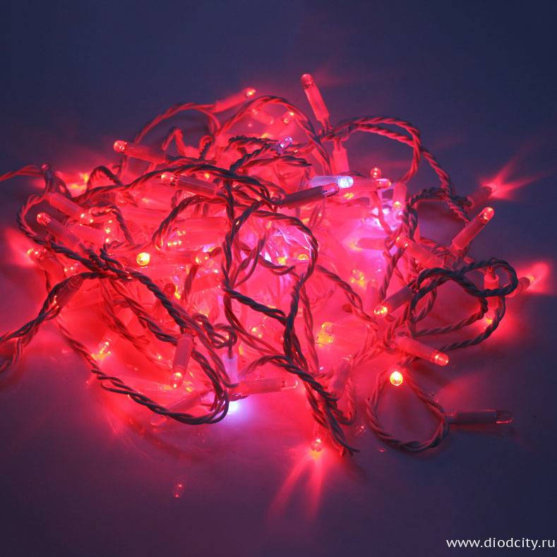 Гирлянда нить Стринг Лайт мерцающая 24V, длина 20м, красная