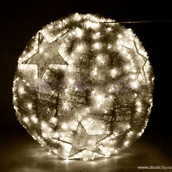 Обьемная фигура "Шар пушистый" 60 см, теплый белый