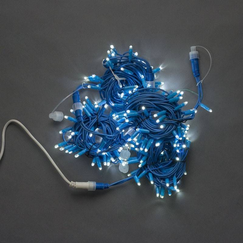 Гирлянда нить Стринг Лайт, 20м, синий провод, белая