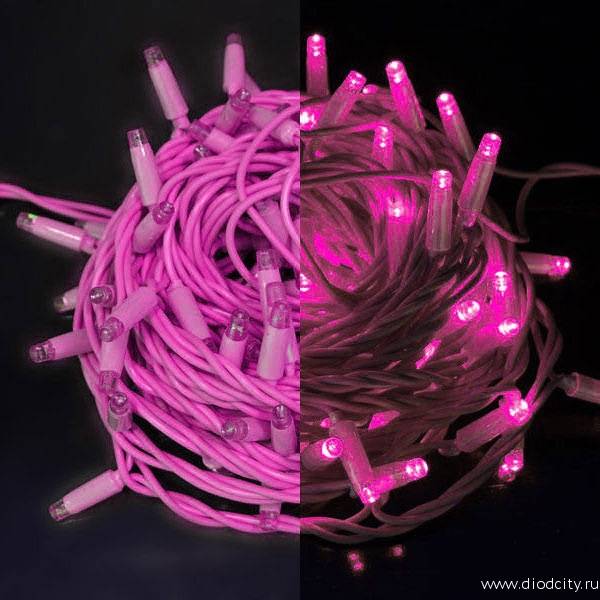 Светодиодная гирлянда Нить 10 м, 24 В, фиолетовый провод , фиолетовая