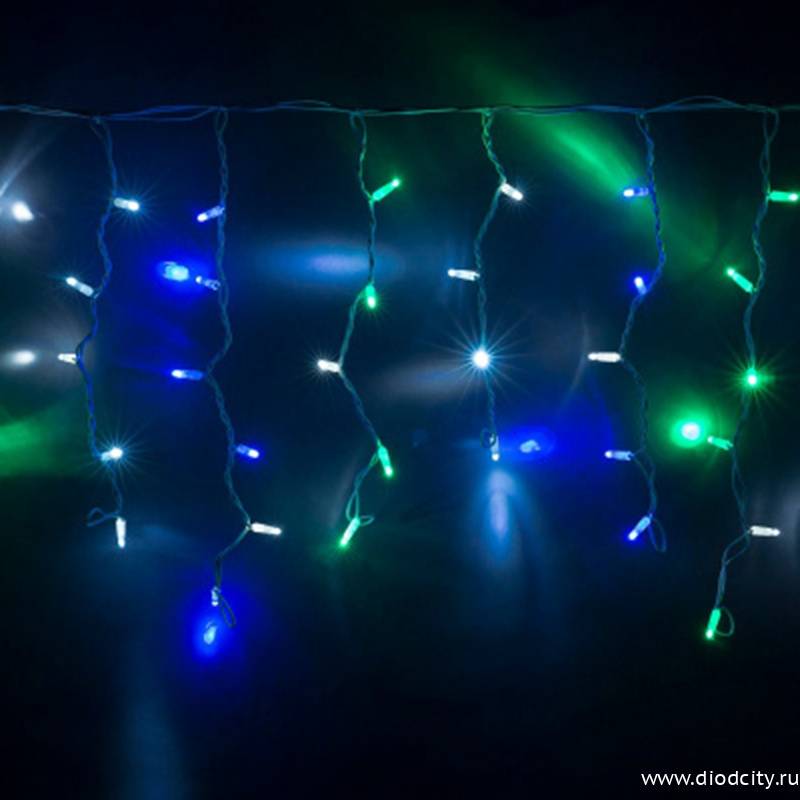 Светодиодная бахрома Rich LED 3х0.5 м, IP65, прозрачный провод, мульти