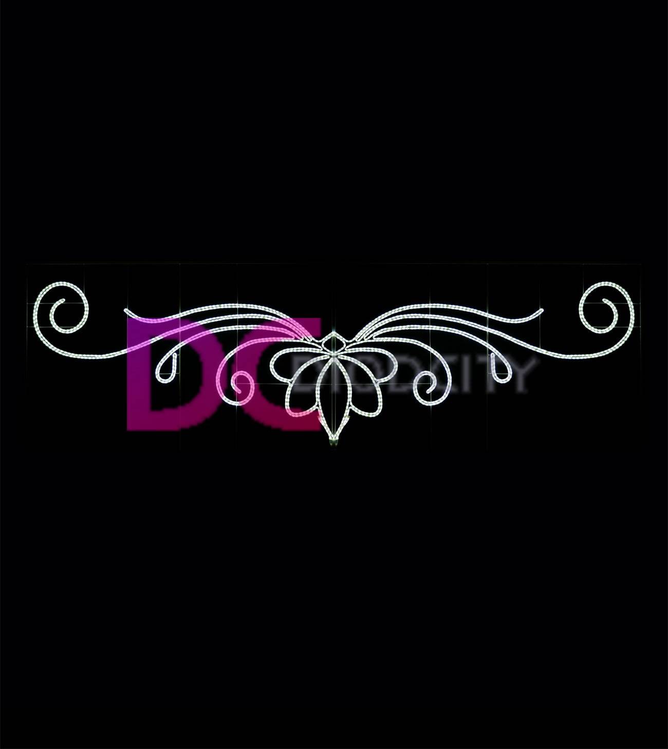 Световая перетяжка "Узоры" 300х90 см, белая