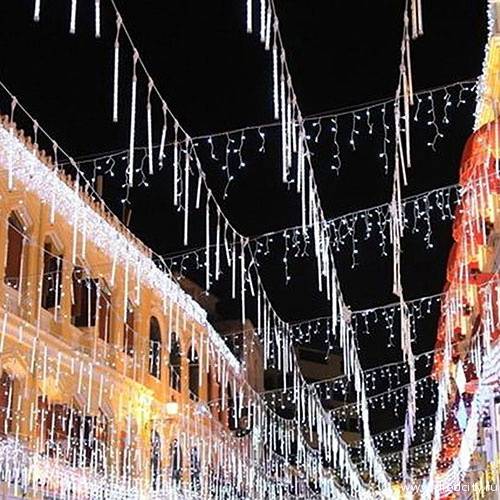 Гирлянда "Тающие сосульки" 10 шт х 60 и 100 см, длина 5м, цвет белый
