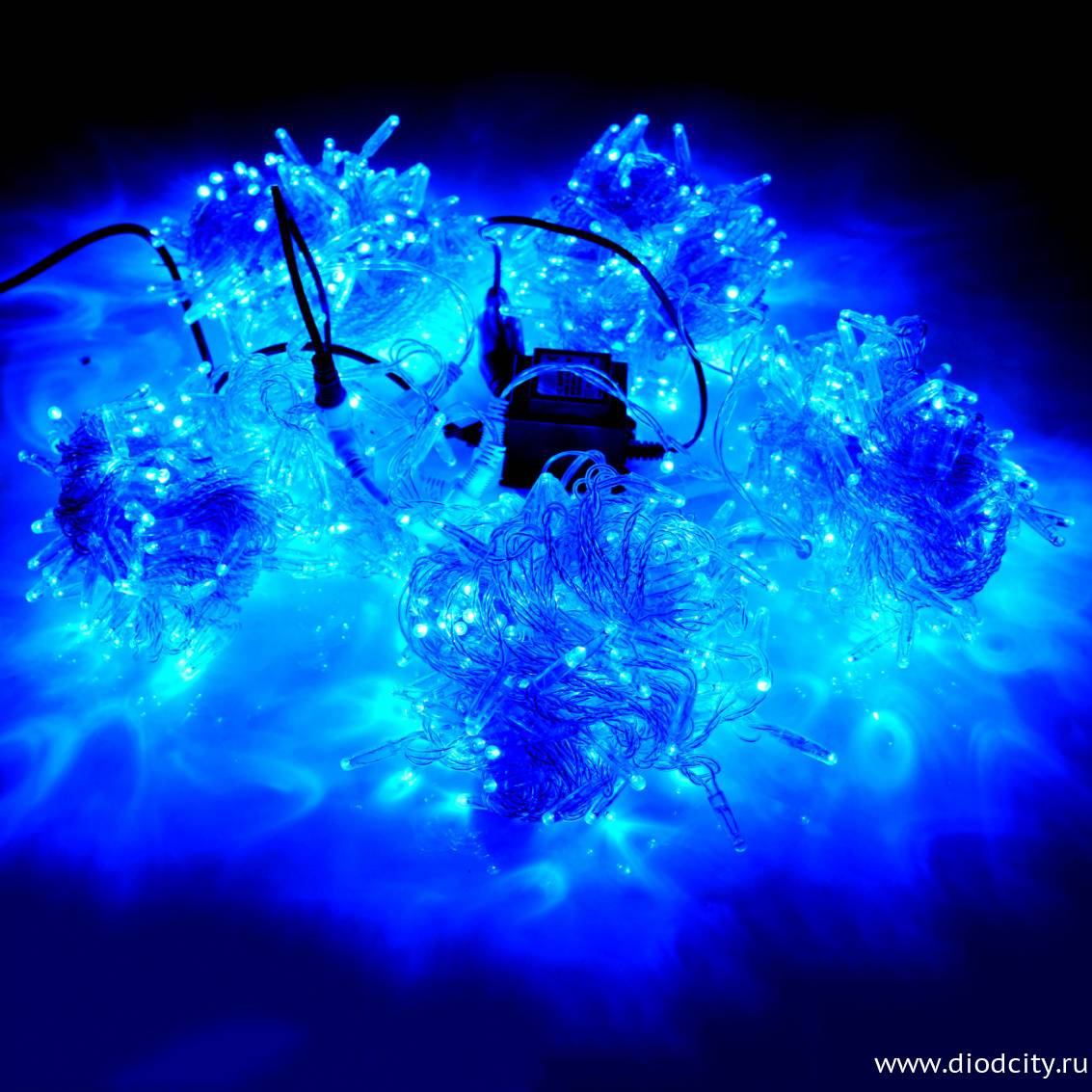 Гирлянда "Клип Лайт Спайдер" 5 нитей по 20 м.,синий, мерцающая
