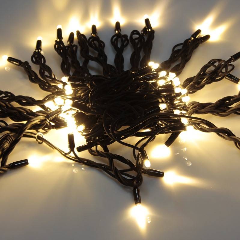 Гирлянда нить Стринг Лайт, 20м, черный провод, теплая белая