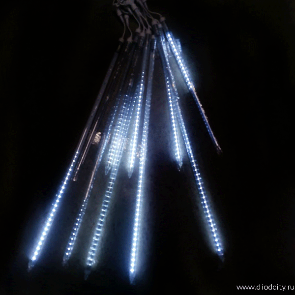 Гирлянда "Тающие сосульки" 10 шт х 60 и 100 см, длина 5м, цвет белый