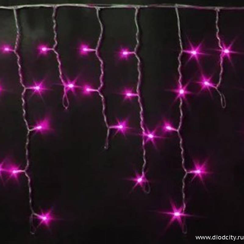Светодиодная бахрома Rich LED 3х0.5 м, IP65, прозрачный провод, розовая