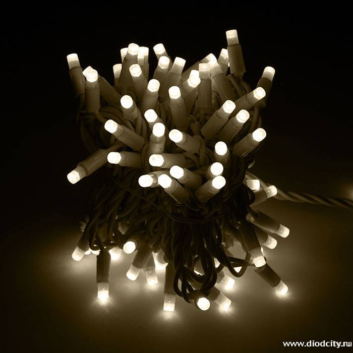 Гирлянда нить Стринг Лайт мерцающая 24V, длина 10м, каучук, теплая белая