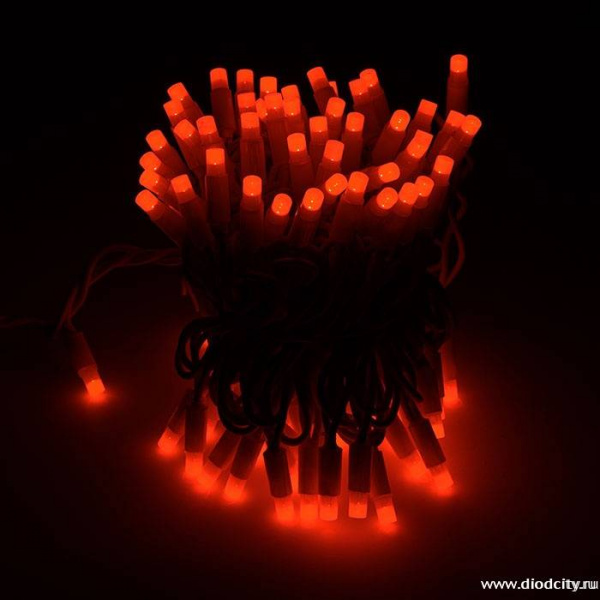 Гирлянда нить Стринг Лайт мерцающая 24V, длина 10м, каучук, красная