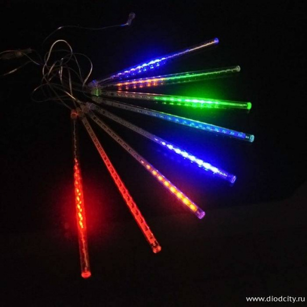 Гирлянда "Тающие сосульки", 10 шт х 50 см, длина 3 м, цвет RGB