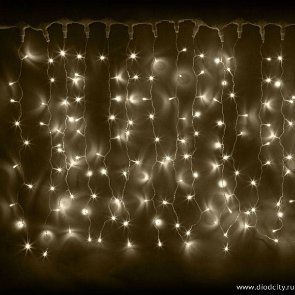 Световой занавес "Дождь" 2*1.5м, теплые белые диоды, провод каучук