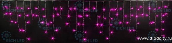 Светодиодная бахрома Rich LED 3х0.5 м, розовая, IP54