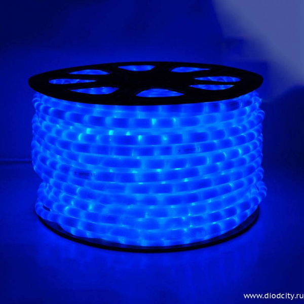 Светодиодный дюралайт-фиксинг, 13мм, 360°, синий