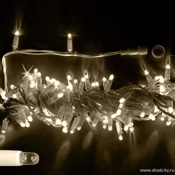 Светодиодная гирлянда Нить 10 м, 24 В, герметичный колпачок, теплая белая