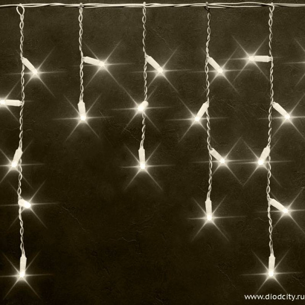 Светодиодная бахрома 3*0.5 м, герметичный колпачок, мерцающая, теплая белая