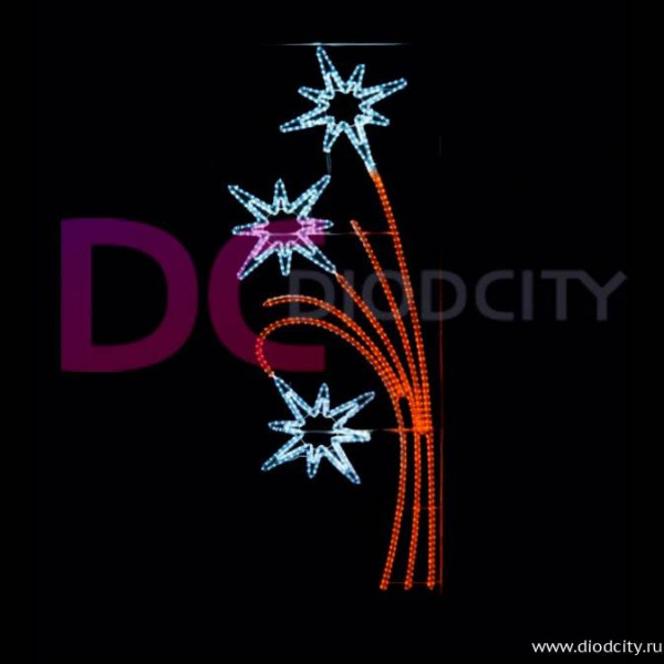 Световая консоль "3 звезды" 250*85 см, белый/желтый