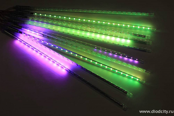 Гирлянда "Тающие сосульки", 10 шт х 50 см, длина 4.5 м, 12 В, цвет  RGB (красный/зеленый/синий)