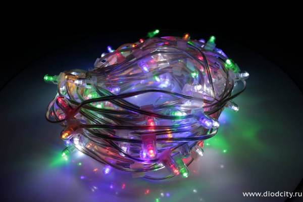 Светодиодный клип-лайт 30М мерцающий, 12V, мульти (белый flash)