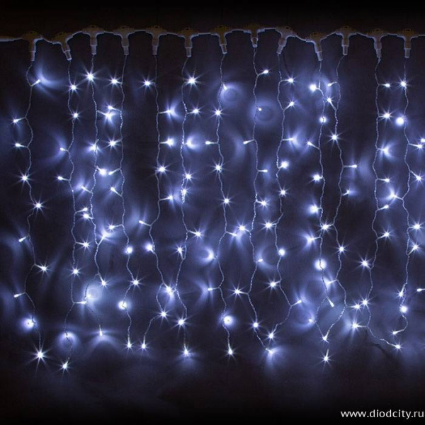 Световой занавес "Дождь" 2*1.5м, белые диоды, провод каучук