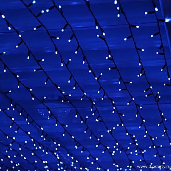 Светодиодный занавес "Дождь", 2 х 9м, синие диоды, мерцающий