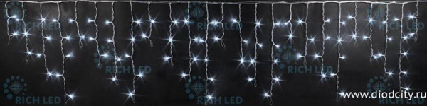 Светодиодная бахрома Rich LED 3х0.5 м, белая, IP54
