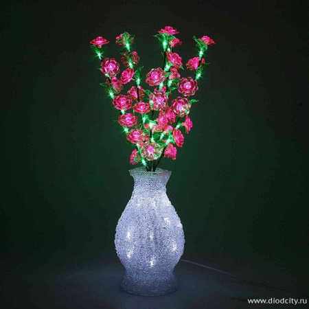Светодиодный куст в вазе  розовый