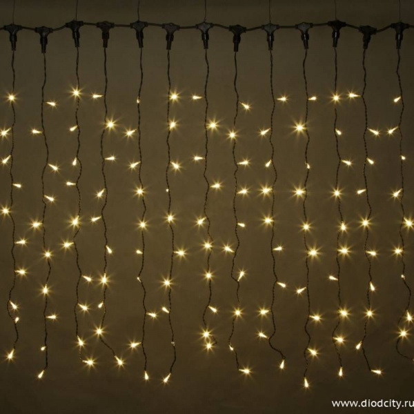 Светодиодный занавес "Дождь", 2 х 1.5м. теплый белый