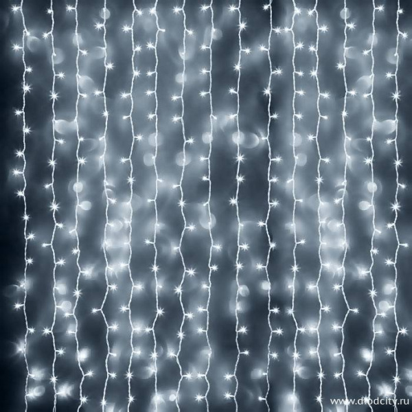 Светодиодный занавес "Дождь", 2 х 6м, белые диоды, мерцающий