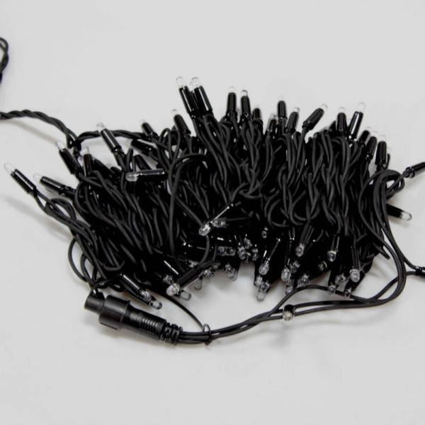 Гирлянда нить Стринг Лайт, 20м, черный провод, белая, 24V