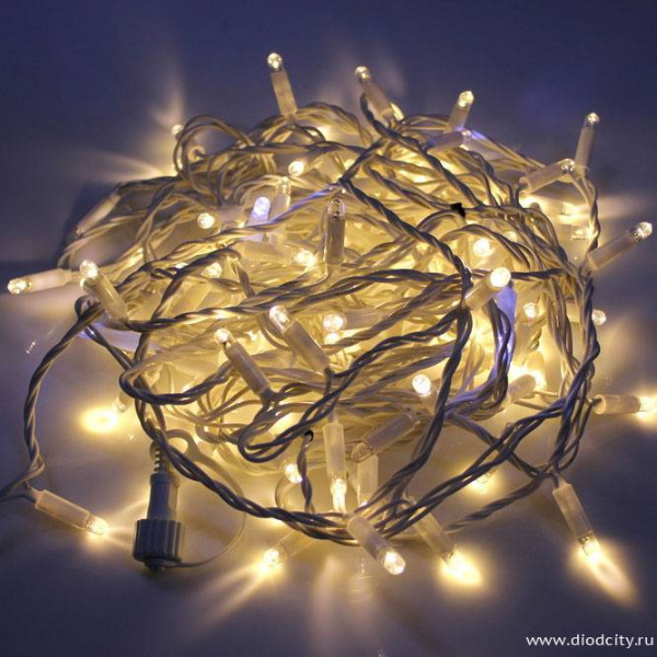 Гирлянда нить Стринг Лайт мерцающая 24V, длина 20м, теплая белая с белым мерцанием