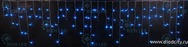 Светодиодная бахрома Rich LED 3х0.5 м, супер яркая синяя, IP54