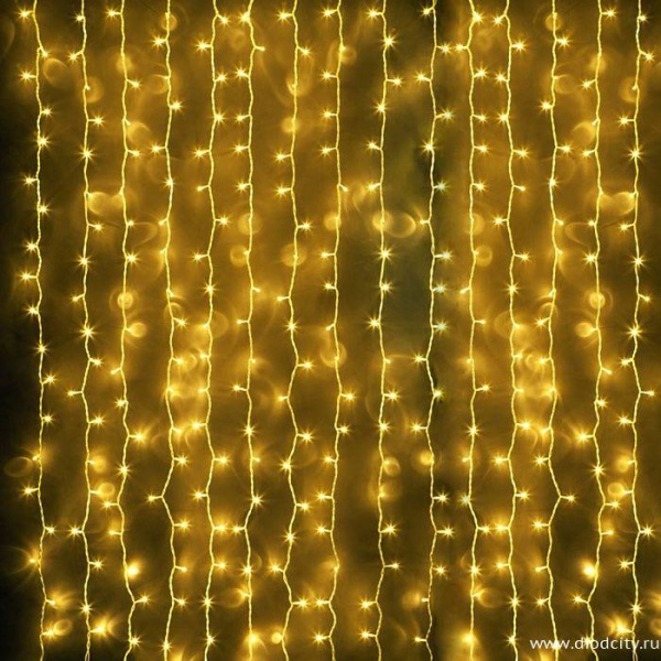 Световой занавес "Дождь" 2*3м, желтые диоды, провод каучук