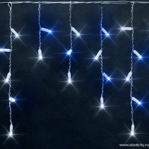 Светодиодная бахрома 3*0.5 м, герметичный колпачок, мерцающая, сине-белая