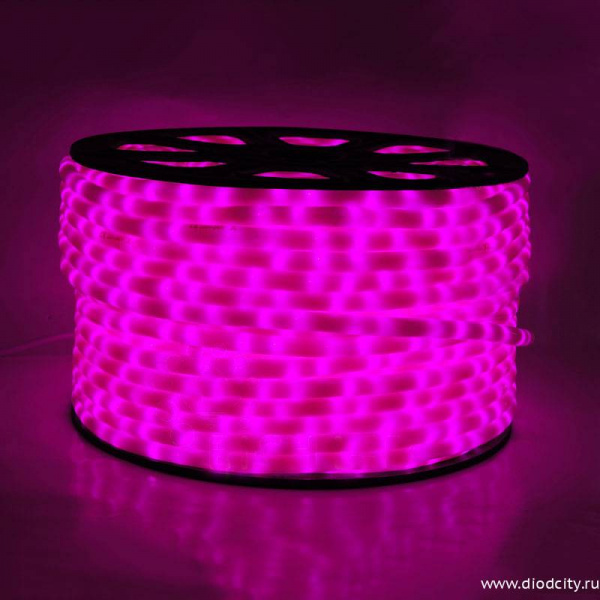 Светодиодный дюралайт-фиксинг, 13мм, 360°, розовый