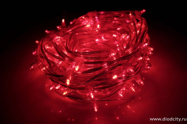 Светодиодный клип-лайт 30М мерцающий, 12V, красный (красный flash)