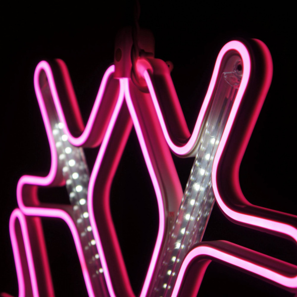 Фигура светодиодная "Снежинка" с динамикой, розовая