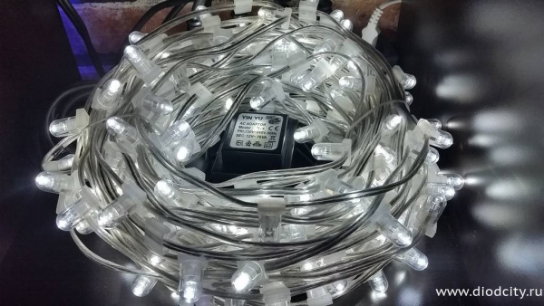 Светодиодный клип-лайт 30М мерцающий, 12V, белый (белый flash)