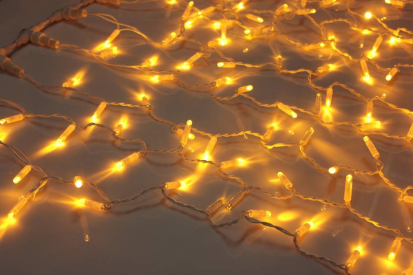 Светодиодный мерцающий занавес "Дождь", IP65, 2x3м, желтый Светодиодный мерцающий занавес "Дождь", IP65, 2x3м, желтый